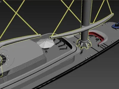 sailboat 3D model ship with boat Low-poly 3D model