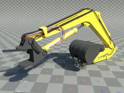 Digger-excavator  arm and claw or bucket Low-poly 3D model