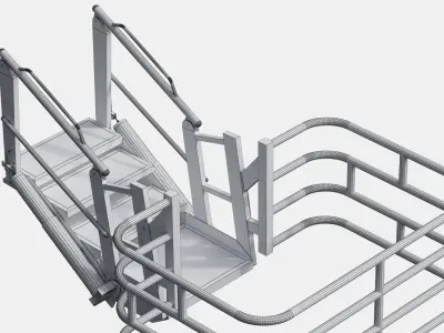 Gangway 3D Model ladder with two metal bars 3D model