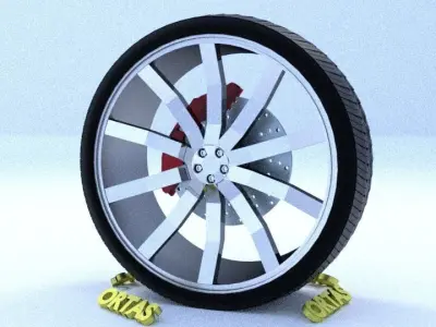 ORTAS CAR RIM 14 GAME READY RIM TIRE AND DISC 3D model