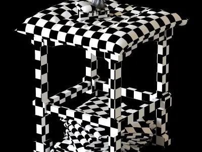 Towels on a stool Low-poly 3D model