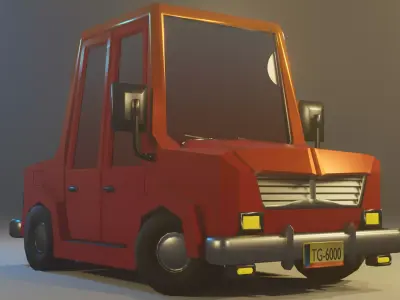 Low Poly Cartoon Car Low-poly 3D model