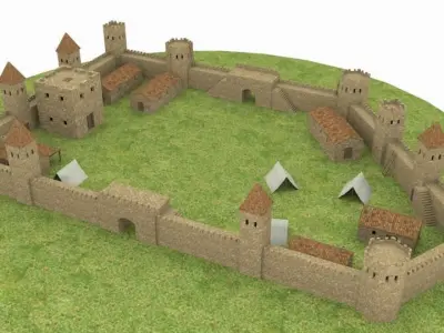 Ancient castle  Low-poly 3D model
