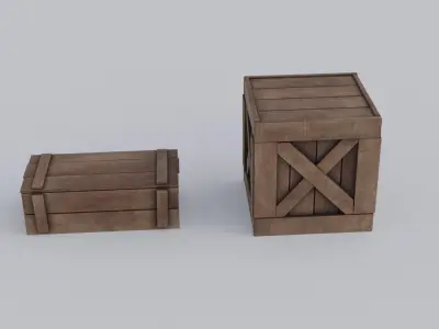 Wooden Box Low-poly 3D model buy