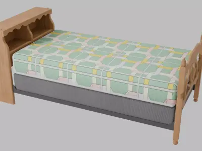 1970s Vintage Wagon Wheel Bunk Beds Low-poly 3D model