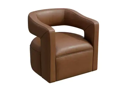 Modern Vegan Leather Open Back Swivel Barrel Accent Chair Low-poly 3D model