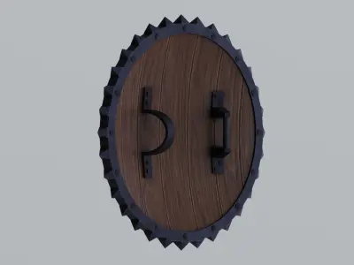 Medieval round wooden shield Low-poly 3D model buy