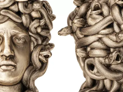Decorative metal bust figurine of Gorgon Medusa decor 3D model
