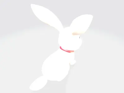 cartoon white rabbit with pink bow tie Low-poly 3D model