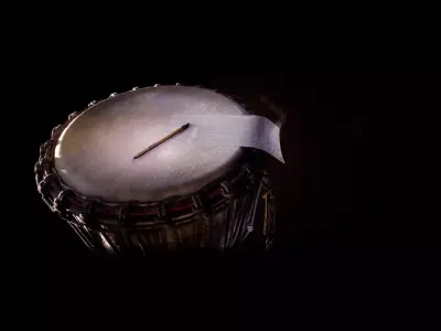 Djembe drum with piece of paper Low-poly 3D model
