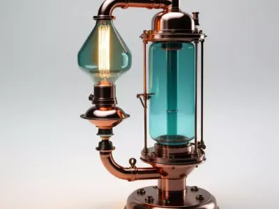 Steampunk Alchemist Industrial Desk Lamp 3D model