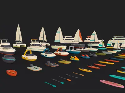 Stylized Watercraft Pack Low-poly 3D model