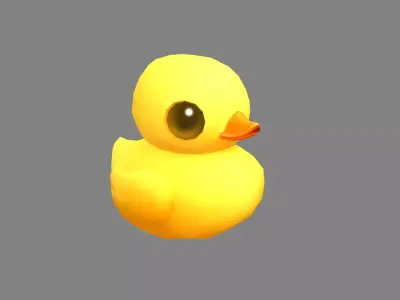 Cartoon little yellow duck - baby duck  Low-poly 3D model