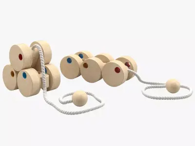 Toy Wooden Pull Vehicle 3D model