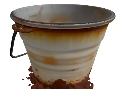 Dented Rusty Metal Garden Bucket Low-poly 3D model