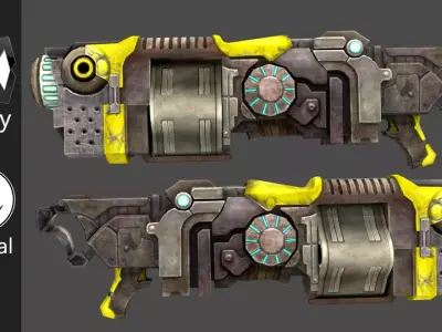 sci fi rocket launcher gun 3d low poly model Low-poly 3D model