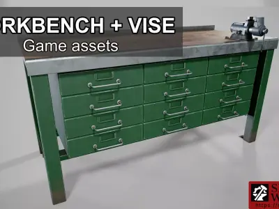 Workbench and Vise Low-poly 3D model