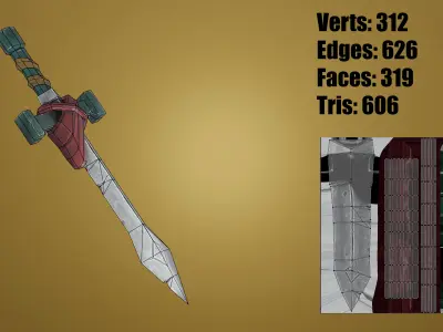 Stylized Handpainted Sword x 3 Free low-poly 3D model