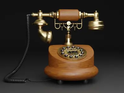 MS-6100B European Antique Phone Low-poly 3D model