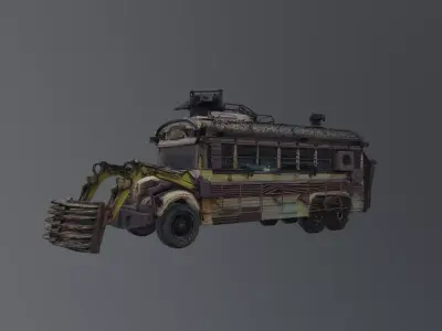 Post-Apocalyptic  Bus   Free 3D model