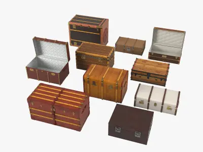 Vintage Trunk Set 3D model