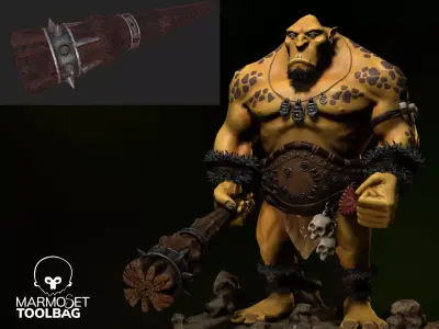 Spiked orc war club Low-poly 3D model Low-poly 3D model