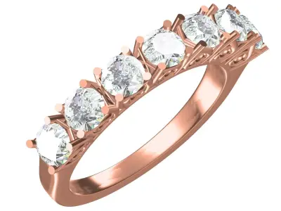 Seven Stone Antique Solitaire Wedding Ring 3D print model