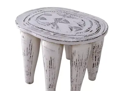Antique White Nupe Stool 3D model