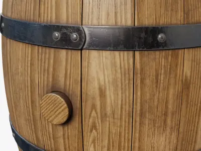 Wooden Barrel 01 3D model