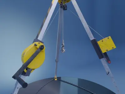 Confined Space Rescue Tripod Device 3D model