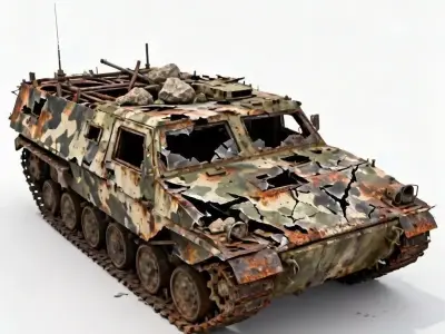 Demolished Armored Vehicle 3D Model 3D Model Low-poly 3D model