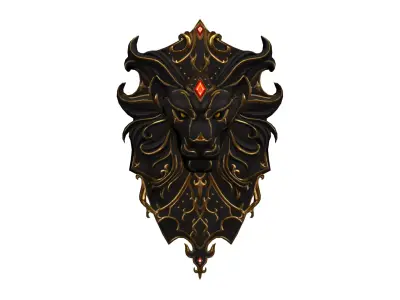 Shield Black Lion Low-poly 3D model