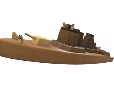 Wooden ship toy 4 Free 3D model
