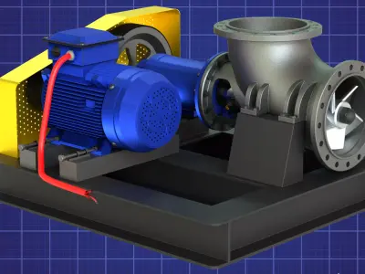 Axial Flow Pump for Chemical Industry 3D Model 3D model