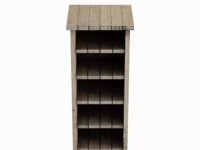 Medieval Tall Shelf 01 Low-poly 3D model