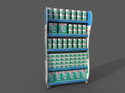 Supermarket shelf for milk can Low-poly 3D model