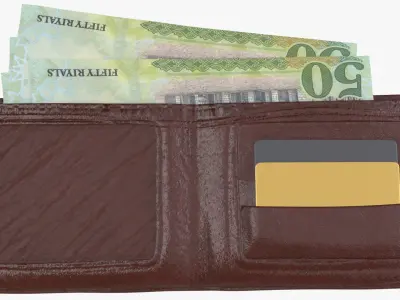 Saudi 50 Riyals Wallet Money Purse 3D model