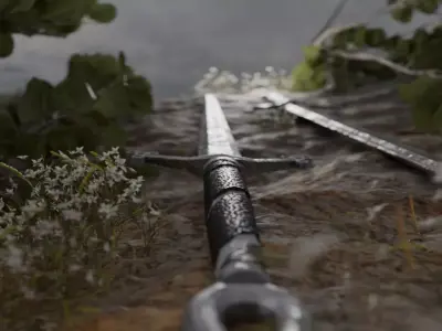 medieval sword Low-poly 3D model 16