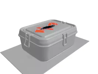 Dented Retro Rocket Lunchbox 3D Model 3D model
