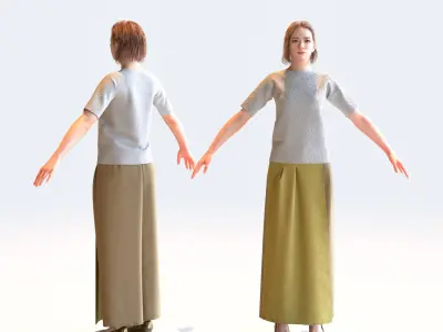  A Pose Asian Casual Woman Collection - 5 Models x 5 color variations 
