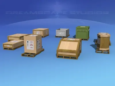 Shipping Crates Low-poly 3D model