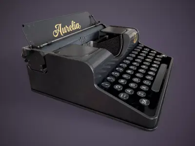 Vintage Mechanical Typewriter Low-poly 3D model