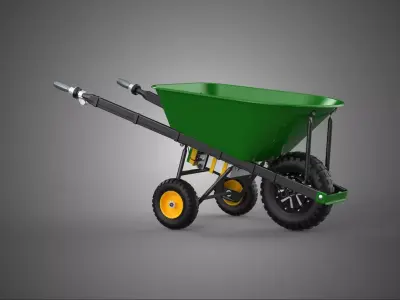 GREEN YELLOW ELECTRIC WHEELBARROW WHEEL BARROW CART GARDEN FARM 3D model