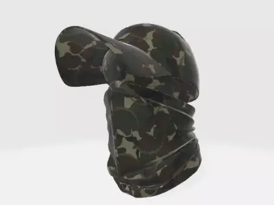 Tactical Camo Cap with Face Cover Low-poly 3D model
