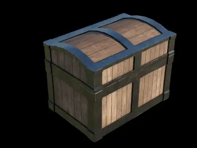A low-poly chest wooden box Free low-poly 3D model