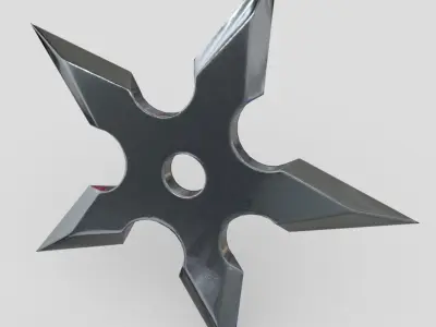 Shuriken metal star Low-poly 3D model