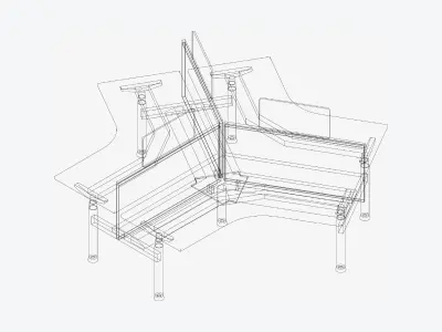 Desk - Cluster - Officetec - Modela - 120 Deg - Adjustable Low-poly 3D model