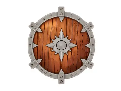 Stylized Medieval Round Shield Low-poly 3D model
