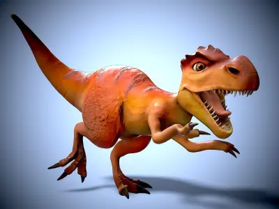 Cartoon dino mom Low-poly 3D model