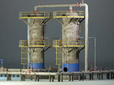 Industrial Vertical Vessel PBR Game Ready Low-poly 3D model